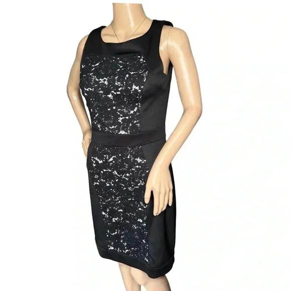 BETSEY JOHNSON Cocktail Sheath Dress Size 4 Black Lace Sleeveless Party Lined - Picture 4 of 15